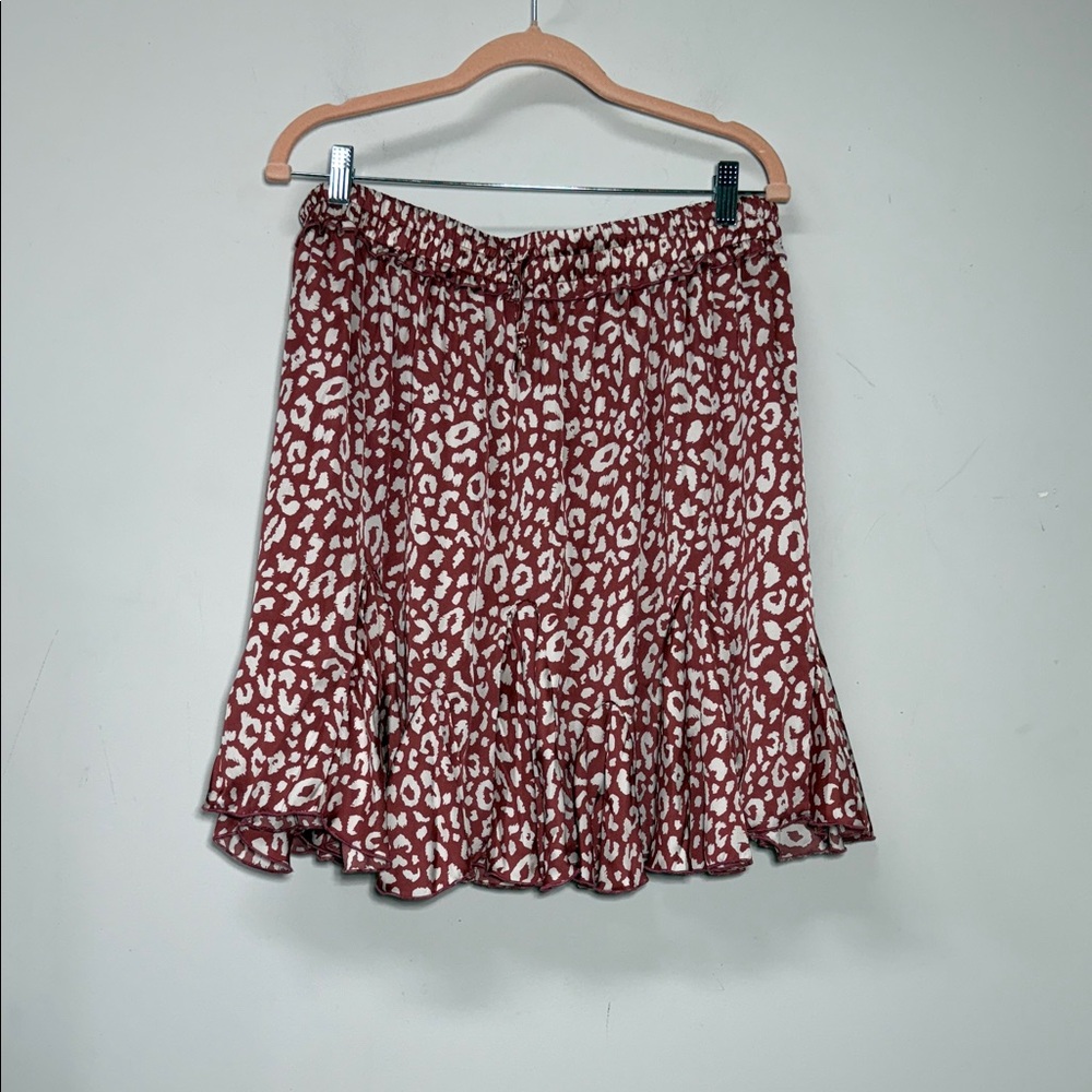 Mittoshop Animal Print Mini Skirt Red White Whimsical Flowy Elastic Waist 1X